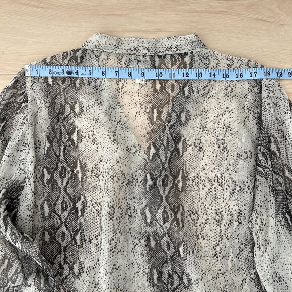 Mare Mare x Anthropologie Puff Sleeve Grey & White Python Print Sheer Blouse (L) - Picture 15 of 16